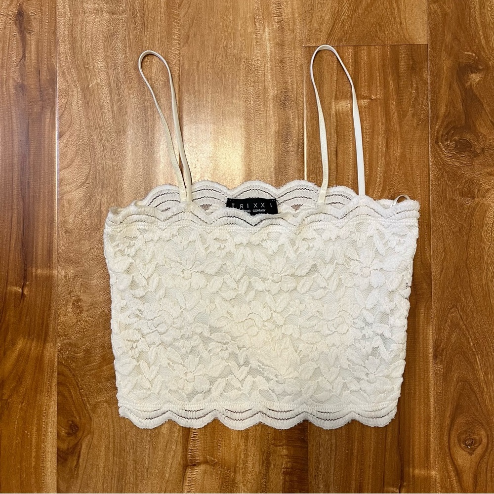Forever 21 Cream Lace Crop Camisole